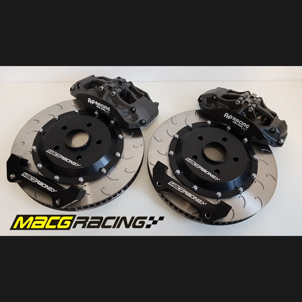 Pair of AP Racing calipers and grooved brake discs