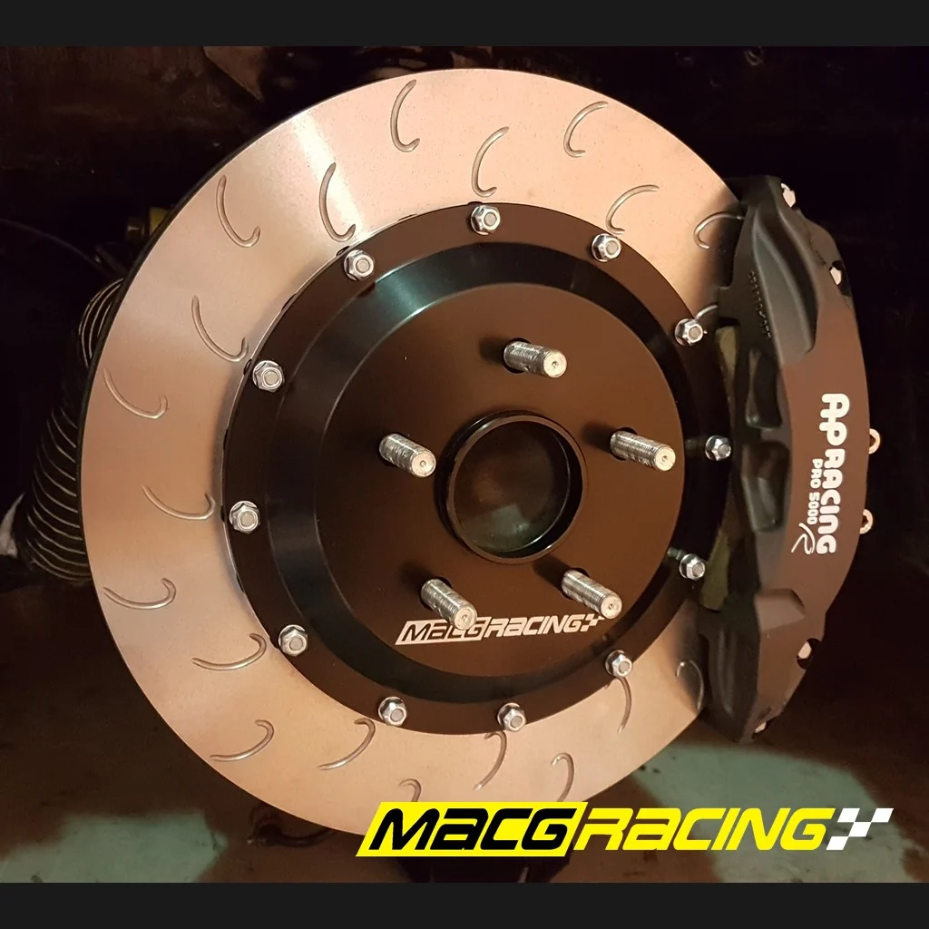 AP Racing caliper and grooved disc installed on the car
