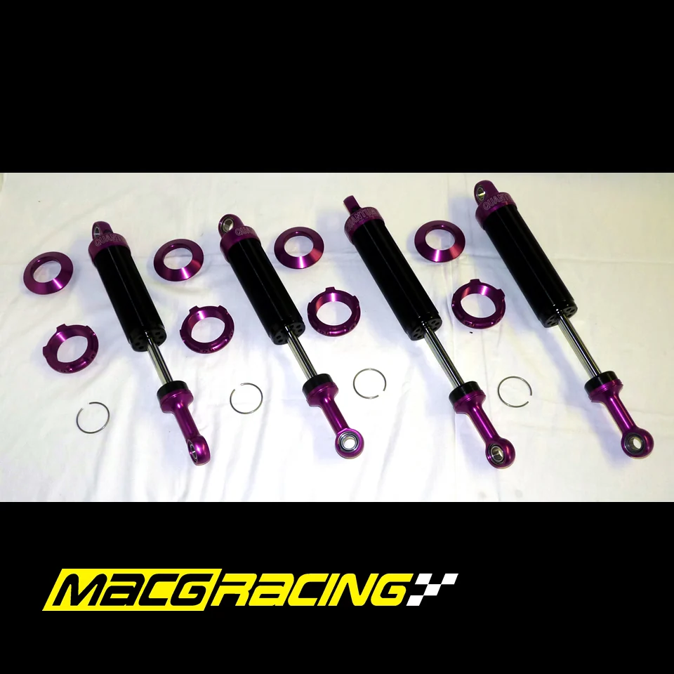 Set of four purple and black Quantum Zero dampers with spring collars