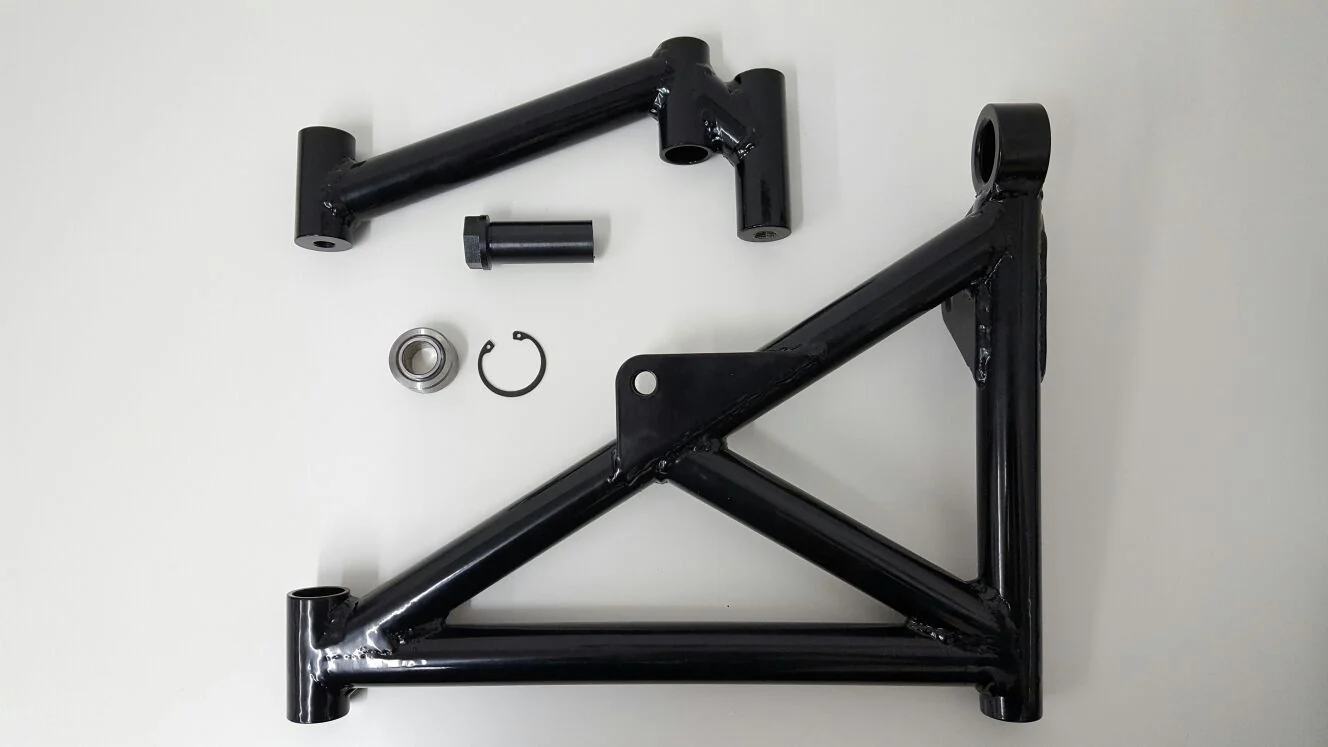Rear wishbones and hardware shown from the opposite side